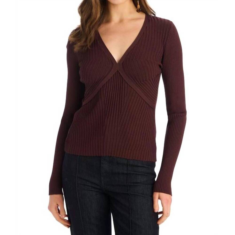 NEW ALLISON haley knit top in chocolate brown